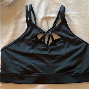 Strappy black sports bra